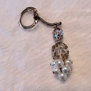 Vintage Aurora Borealis Crystal Pearl Keychain